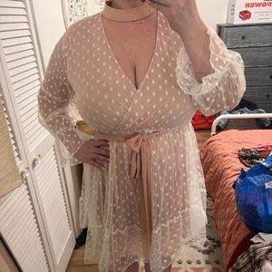 Adorable tulle pink and white polka dot dress